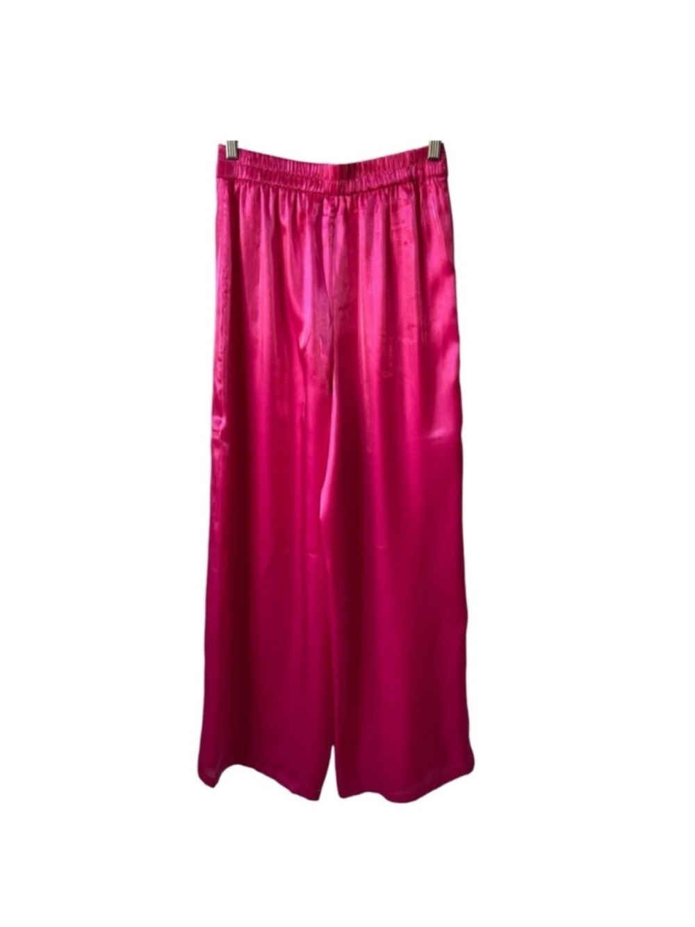 House of Harlow 1960 disco Satin high rise Hot Pink Wide-Leg Pants size small - Picture 2 of 13